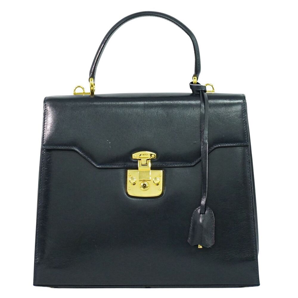 Gucci Lady Lock handbag leather Navy Blue